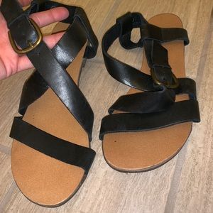 Black strap sandals